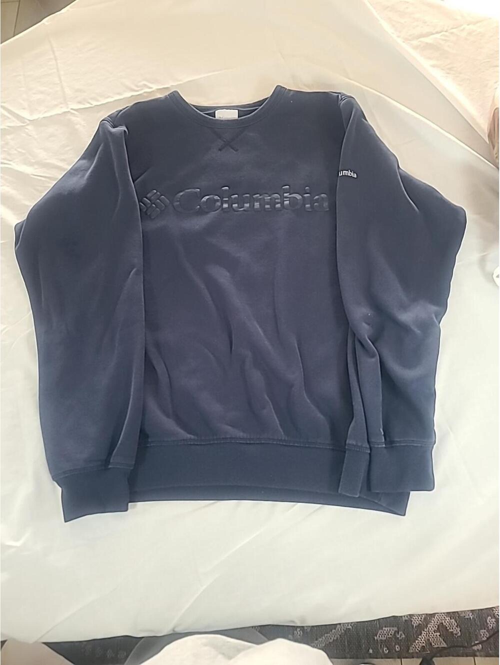 Columbia Shirt Mens Large Blue Dark Pullover Long Sleeve SweatShirt Graphic Tee